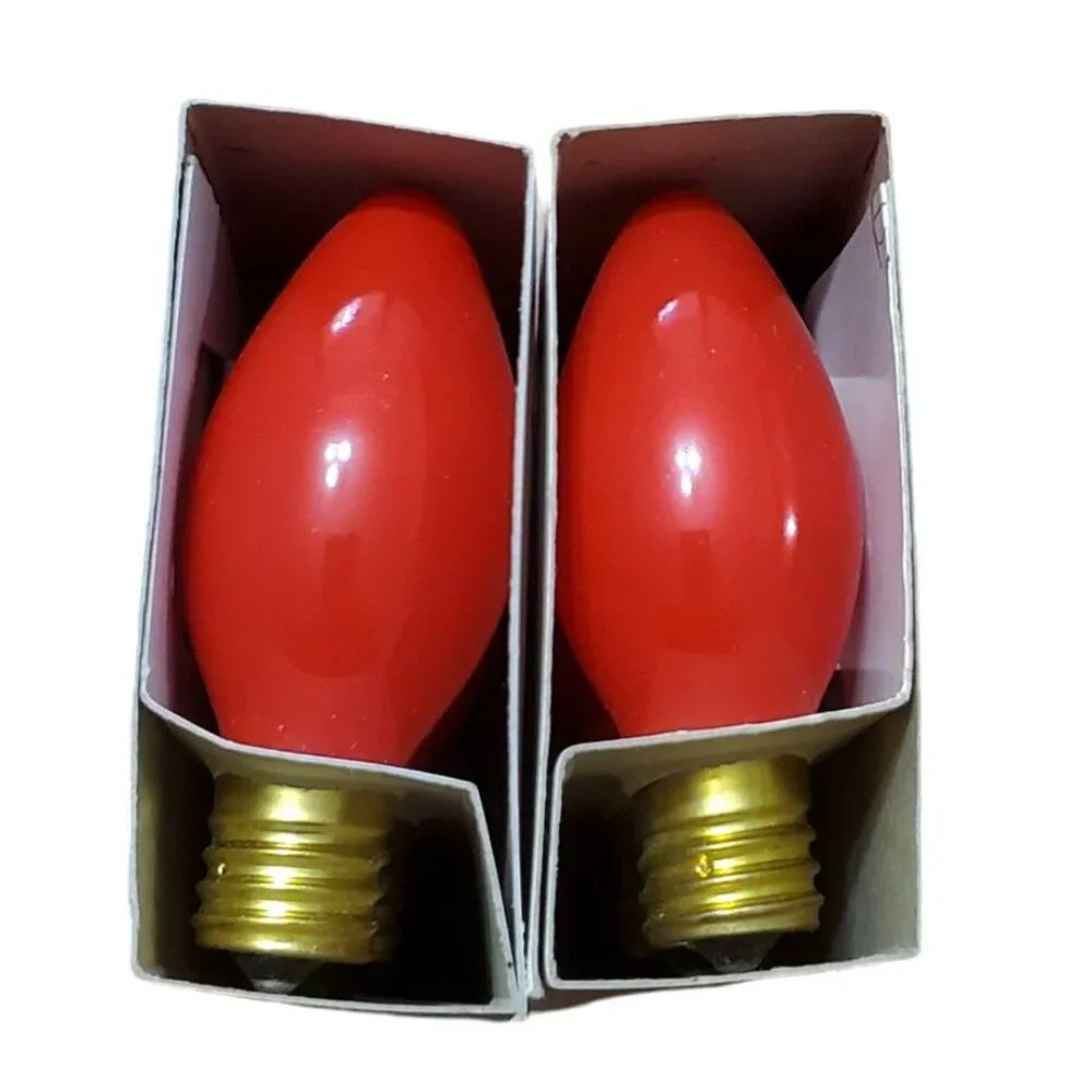 New C-9 1/4 Red Christmas Lamps 10 Replacement Light Bulbs Intermediate Base VTG